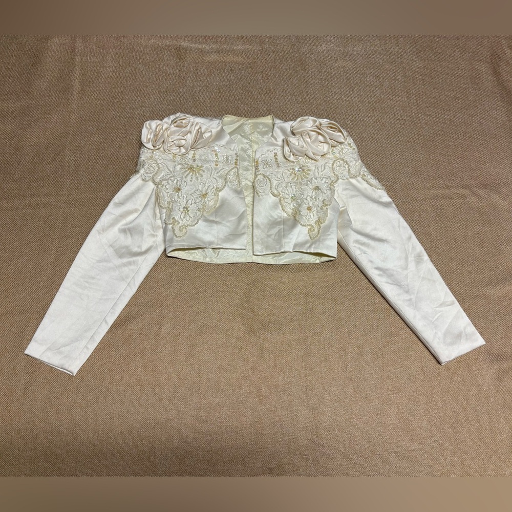 VINTAGE BOLERO JACKET WOMENS JACKET WITH BEADS AND LACE DETAILS
